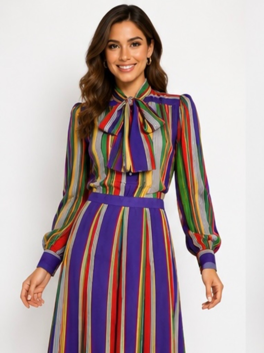 Yves Saint Laurent multicolor striped dress